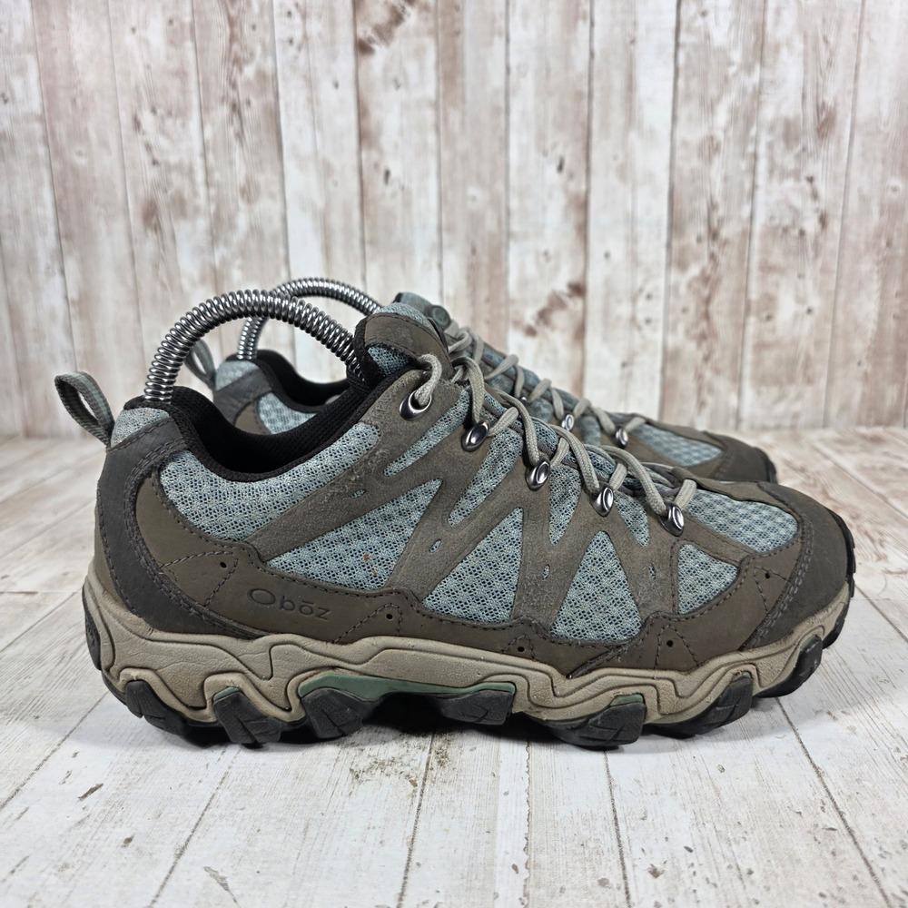 Oboz Sawtooth II Low Hiking Shoes Womens 8 Pewter Frost Gray Blue Trail Sneakers